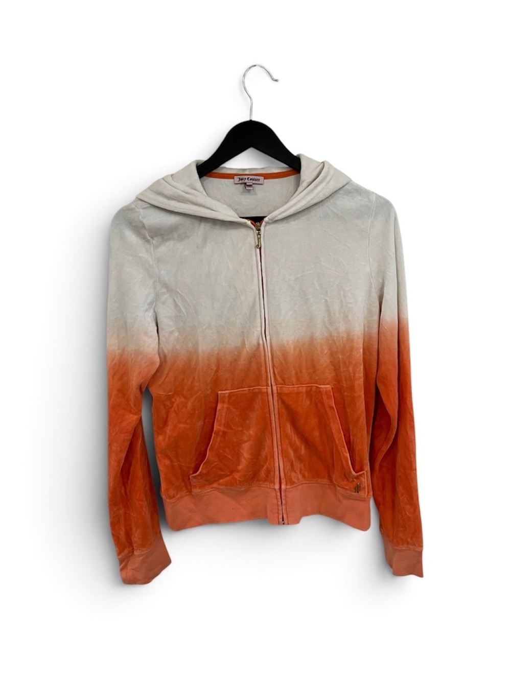 Juicy Couture Orange and Cream Ombre Velvet Zip Hoodie